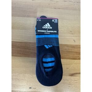adidas WOMEN 6pk Superlite Striped Super No Show Athletic Socks. Size 5-10